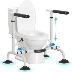 HOMENURSE Toilet Safety Rails for Seniors, Heavy Duty Toilet Safety Frame with Adjustable Height & Width, 350 lb Toilet Handles for Elderly and Disabled, Handicap Grab Bars