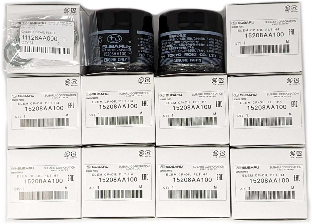 Subaru Engine Oil Filter & Crush Gasket Kit (1, 2, 3, 6, 12 pks) 15208AA100 & 11126AA000 Genuine Legacy Outback Impreza Wrx STi Forester Baja (12 Pack)