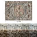 Roxstand 8x10 Area Rugs for Living Room, Vintage Washable Rug with Non-Slip Backing, Stain Resistant Large Area Rug for Dining Room, Soft Rugs for Bedroom (Grey/Brown/Tan, 8'x10')