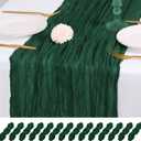 14 Pack Emerald Green Cheesecloth Table Runner 17x108 Inch Semi Sheer Boho Gauze Cheese Cloth Fabric Table Runners, for Wedding Party Baby Shower Birthday Home Decor Garden Farmhouse