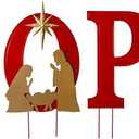 Glitzhome 32" H Lighted Metal Hope Garden Stakes, Christmas Garden Ornaments Yard Stake, Standing Decor or Wall Dcor Decorative Sign for Xmas Indoor Outdoor Decorations