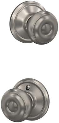 Schlage F10 GEO 619 Georgian Door Knob, Hall & Closet Passage Lock, Satin Nickel