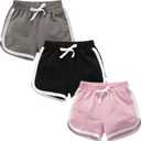 3 Pack Little Big Girls Running Athletic Cotton Shorts Toddler Kids Workout Dance Dolphin Short (S)