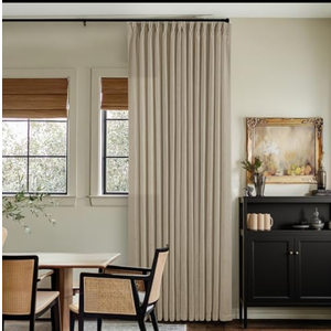 Pinch Pleated Linen Curtains 102 Inches Long 2 Panels Set for Living Room Bedroom Farmhouse Burlap Back Tab Pinch Pleat Drapes Ceiling Floor Window Curtains 102 Inch Length Gray Beige Tan Neutral