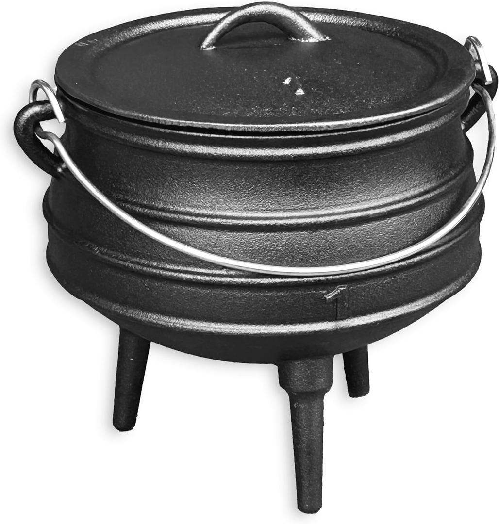 Cuisiland 3.2QT Cast Iron Potjie Cauldron Pot with Lid & 3 Legs  Pre-Seasoned South African-Style Campfire Pot for Outdoor Cooking, Soups, Stews & Braising  Heavy-Duty Cast Iron Dutch Oven