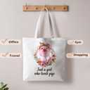 Preppy Animal Tote Bag, Animal Canvas Tote Bag, Reusable Grocery Shopping Shoulder Bags (Pig)