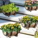 YI 2 Pack Rustic Half Barrel Planters, 16.34x11.81x7.28 Inches Plastic Weather Resistant Plant Flower Pot Indoor & Outdoor Garden Planter