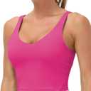 THE GYM PEOPLE Womens' Sports Bra Longline Wirefree Padded with Medium Support (X-Small, Bright Pink)