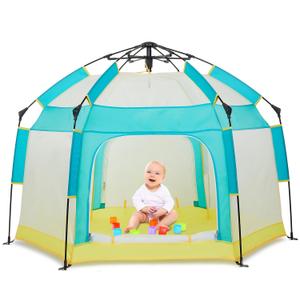 Baby Playpen with Canopy, Hexagon Toddler Beach Tent(Green)
Portable Infant Play Yard, Mosquito Net, Indoor and Outdoor, Instant Installation, Pop Up, Travel Bag