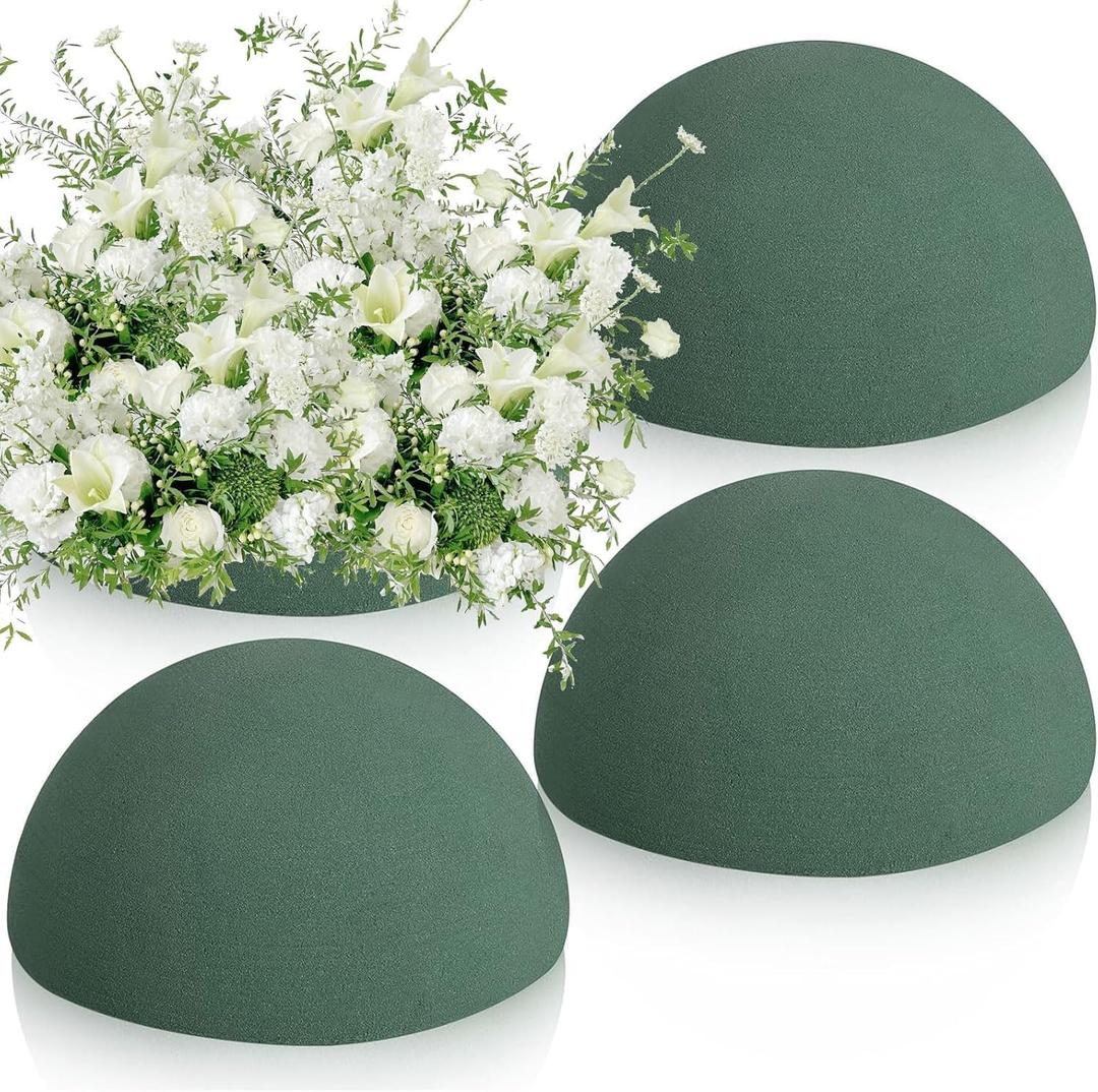 STEFORD 4 PCS Half Ball Floral Foam, Round Floral Dry Foam Blocks Green Flower Styrofoam for Fresh and Artificial Flower Arrangements (5.5 X 2.8 Inches)