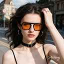 Jectieey Square Aviator Sunglasses Womens - Trendy Sun Glasses for Women Men UV Protection Lightweight Comfortable Shades