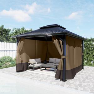 BPS 12' x 12' Gazebo Privacy Curtains with Double Zipper, 4-Panels Side Wall Universal Gazebo Side Panels Replacement for Patio, Outdoor Canopy, Garden and Backyard (Curtain Only)