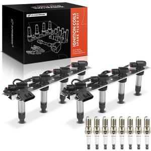 A-Premium 2x Ignition Coil Pack and 8x Iridium Spark Plugs Compatible with Cadillac DeVille 2004-2005 & Pontiac Bonneville 2004-2005, 4.6L, Replace# 89017778, 12585765