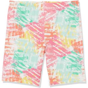 Juicy Couture Girls' Active Bike Shorts, Aqua Green Printed, 7
