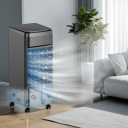 NOMEY 3-IN-1 Portable Air Conditioners 4 Modes & 3 Speeds, Waterless Alert System, 12H Timer, 1 Gal Detachable Water Tank, 4 Ice Packs, Remote, 70° Oscillation Windowless Evaporative Air Cooler