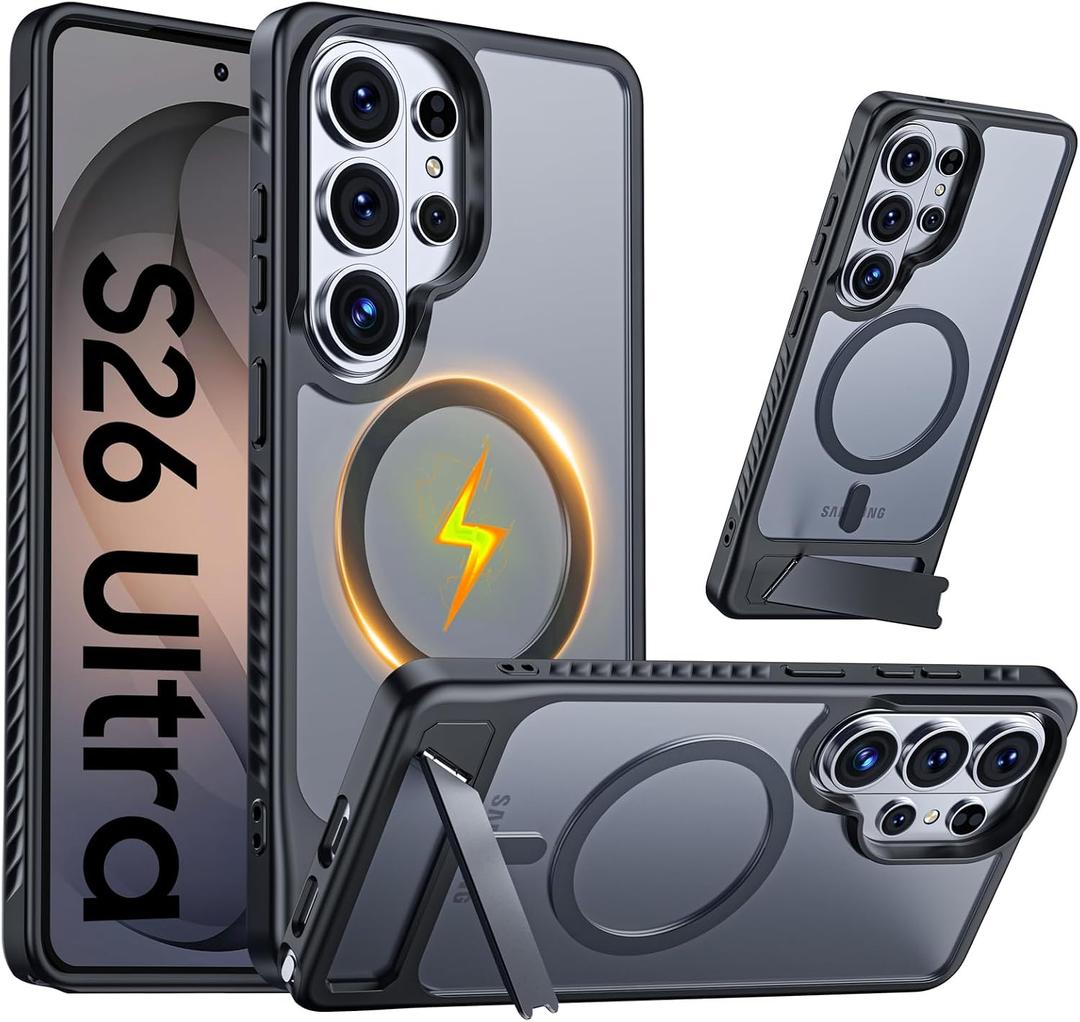GooseBox for Samsung Galaxy S26 Ultra Case with Magnetic & Kickstand & Edge Raised Shockproof for Galaxy S26 Ultra(Black)