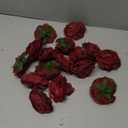 Thiccywoov 100 Pcs Flowers Long Stem Artificial Rose, 3.2 Inches Silk Rose Head Flowers Fake for Wedding Bridal Bouquet Independence Day Home Floral DIY Centerpieces Party Decoration (Burgundy)