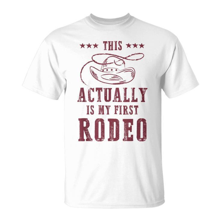 This Actually is My First Rodeo Cowboy TShirt, Large Girl Size