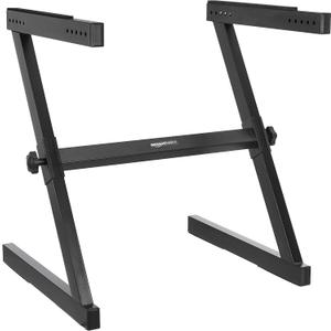 Amazon Basics Fixed Height Keyboard and Piano Stand, Z-Shape, Black, For Compact Space, Carpet Stability & More Legroom