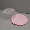 RTUDOPUYT Cake Carrier with Lid and Handle, Fit 10’’ Cake Stand with Lid, Cake Transport Storage Container, Cake Containers Cover Stand with Lids, 3 Secure Side Closures (Pink)