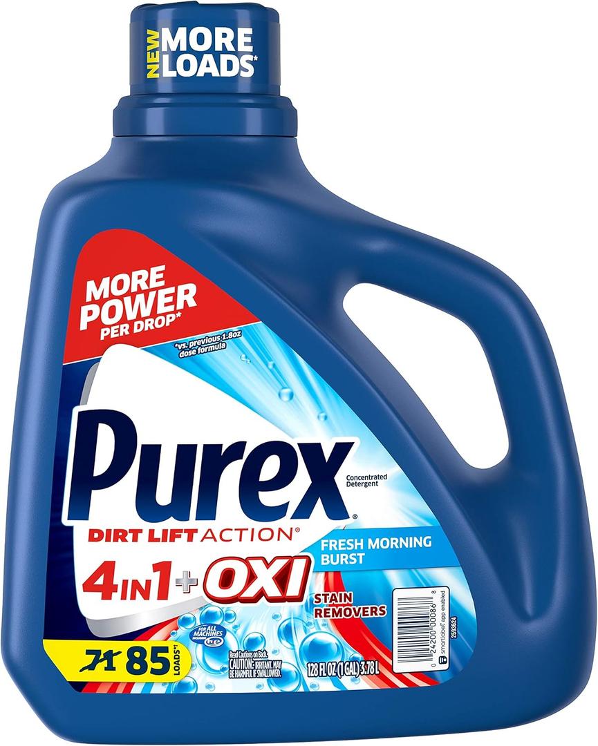 Purex Liquid Laundry Detergent Plus Oxi, Fresh Morning Burst, 128 Fluid Ounces, 85 Loads
