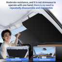 Retractable Windshield Sun Shade - 99% UV & Heat Block, 420D Fabric, Universal Fit for Cars Trucks SUVs (Not for Large Trucks/Contoured Windshields.)