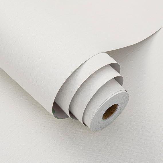 Haimin Fabric Wallpaper 24" x 393" Peel and Stick Textured Contact Paper
Waterproof Vinyl Roll Self-Adhesive Faux Linen Herringbone Wallpaper for Bathroom, Cabinet, Drawer Liner & Furniture.