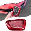 Genuine Carbon Fiber for Chevrolet Corvette C8 Key Fob Case Cover 2020 2021 2022 (Red, Black) Keyless Entry Shell Trim (Black)