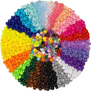 Pony Beads Bulk, 4800Pcs 24 Colors Rainbow Pony Bead for Craft Bracelets Making, Hair Bead for Braids, Plastic Colored Beads for DIY Projects