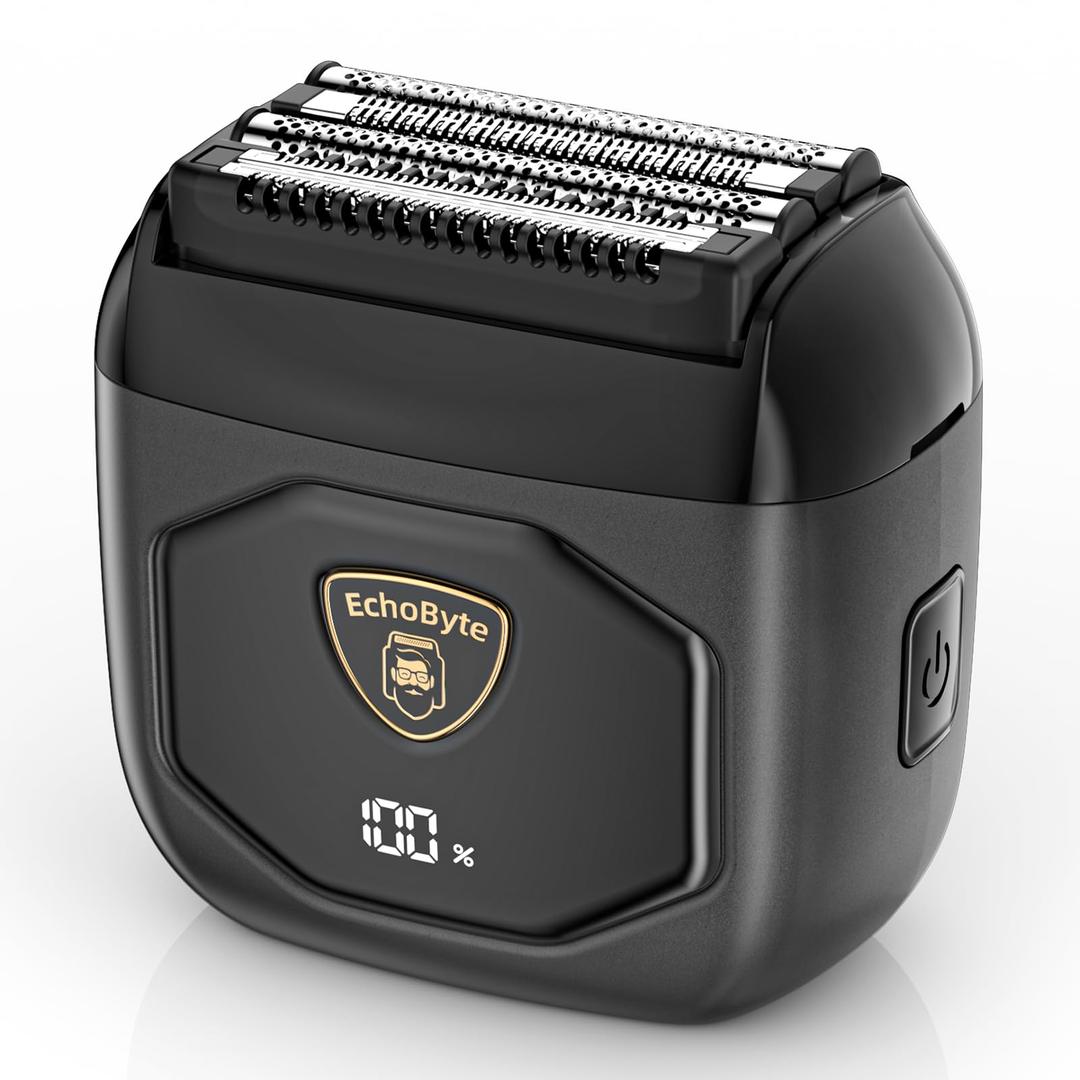 Full Metal Electric Foil Shaver for Men: 4 Floating Blades, IPX7 Waterproof Wet & Dry Mini Razor, 120-Min Runtime USB-C Rechargeable, Quiet Travel Groomer with LED Display (Space Black)