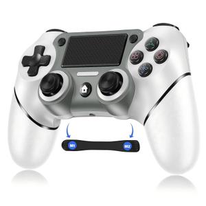 Wireless Controller Compatible with PS4/Pro/Slim, Black ps4 controller with Dual Vibration, 1000mAh Battery, 6-Axis Motion Sensor, Built-in Speaker & 3.5mm Headphone Jack, Charging Cable (White)