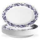 Grencian 100Pcs Mexican Talaver Oval Paper Plates 10" x 12" Large Heavy Duty De Barro Mexicanos Plates White Blue Floral Clay Dessert Platters for Mexican Party Birthday Wedding Party Decoration