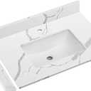 30 in.W x 22 in.D Quartz Calacatta River Vanity Top,with Undermount Middle Sink Vanity Top,with One Sidesplash & One Backsplash,Single Faucet Hole Spread Bathroom Vanity Sink Countertop