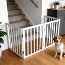 Dog Gate Indoor, Freestanding Dog Fence for The House, Doorways, Hallways or Stairs, Pet Gate Foldable Wooden, Expandable 32" Height 4 Panels, White, Size: 【4 Panels】80‘’w x 32''h