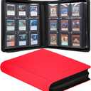 9-Pocket Trading Card Toploader Binder, Holds 360 3"x 4" 35PT Toploaders, Card Collection Albums with Sleeves for Sports Cards and Trading Card in 3 x 4" Rigid Card Holder-Red