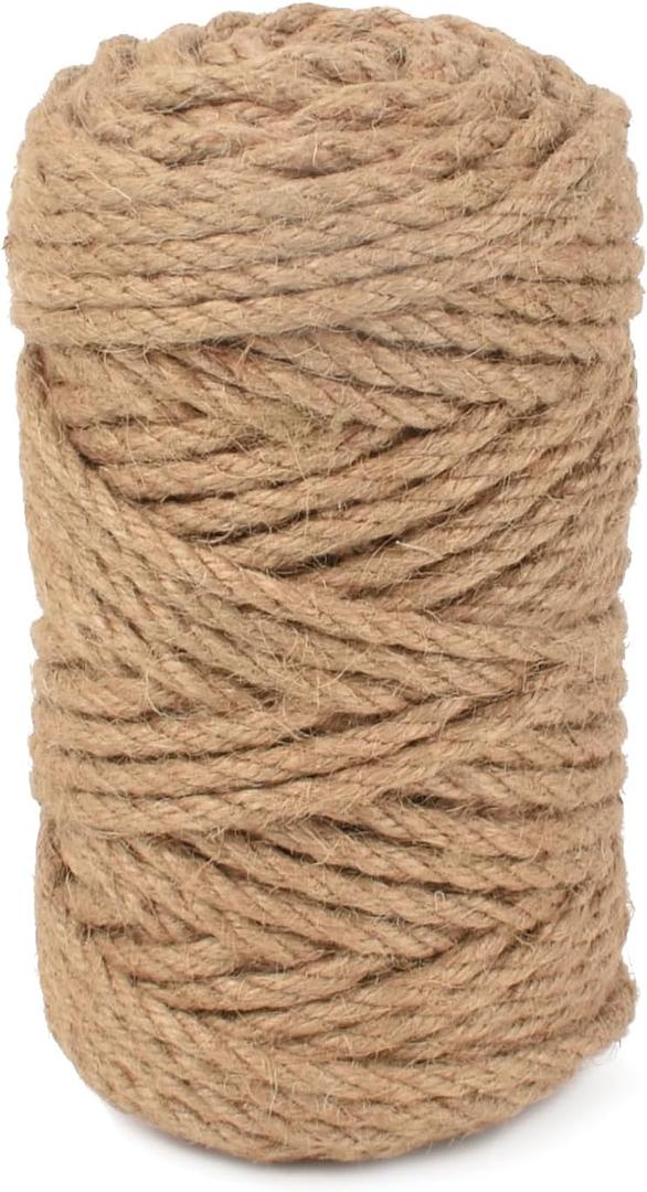 5MM Jute Rope 164 Feet 3Ply Twisted Twine Rope for Crafting, Gift Wrapping, Gardening Home Decoration