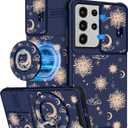 Buleens for Samsung Galaxy S21 Ultra Case 6.8 Inch - with Ring Stand & Camera Cover Aesthetic Cute Designed Women Girls Girly Sun Moon Stars for Samsung S21 Ultra 5G Case Compatible with Magsafe