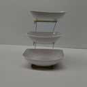 Lifewit Plastic Fruit Bowl Basket for Kitchen Countertop, 3 Tier Fruit Holder with Gold Metal Stand, Serving Tray for Food, Vegetable, Cake, Dessert in Party