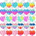 30PCS Heart Pop Fidget Keychain Easter Gifts Party Favors for Kids 4-8 8-12 Easter Egg Fillers Goodie Bag Stuffer Classroom Treasure Box Toy Carnival Prizes Pinata Birthday Return Gifts for Boys Girls