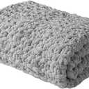 Madison Park Chenille Chunky Knit Handmade Throw Blanket, Luxuriously Soft Gift Blankets, Cottage Style Room Dcor, Lightweight & Breathable All Seasons Throw Blanket for Couch, 50" W x 60" L Grey