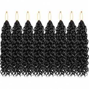 Gogo Curl Crochet Hair 10 Inch, Pre Looped Boho Curly Crochet Hair for Black Women, Water Wave Synthetic Braiding Hair, Lightweight, Natural Look, Easy Install (8 Packs,1B)