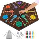 Extra Large 23.6 Inches Wahoo Marble Board Game 4 and 6 Players 2 Sided Painted Thicken Wood Board Perfect Game for Family Friends Party (Brush Paint Burn) (Flame)