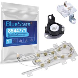 BlueStars 8544771 Dryer Heating Element and 280148 Thermal Cut-Off (8557403 High Limit Thermostat & 8318314 Thermal Fuse) - For Whirlpool Kenmore Dryers - Replaces WP8544771VP AP6013115 PS11746337
