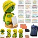 Positive Crochet Animals Appreciation Luxury Gift Set Inspirational Emotional Support Sea Turtle Desktop Decor Perfect for Couples Parents Coworkers Teachers Birthdays (Yellow (ordinary wooden base))