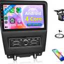 4Core 4G+64G CAR Radio for Ford Mustang 2010-2014, Rimoody Car Stereo with Wireless Carplay and Android Auto Mirror Link Android GPS WiFi 10.1 Inch Touchscreen BT FM/RDS EQ SWC Backup Camera