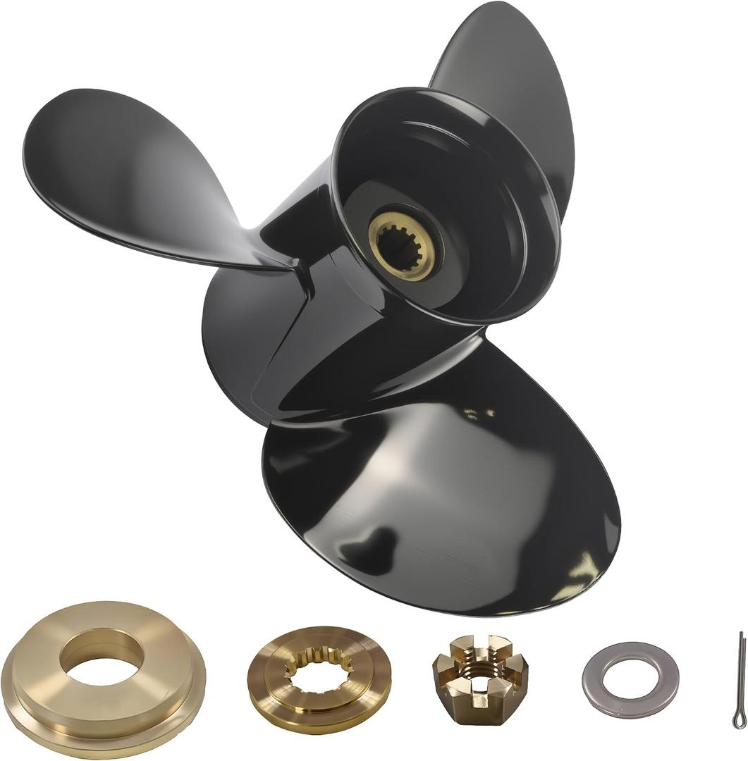 MARKGOO Propeller 765181 for OMC Johnson Evinrude V4 Outboard 40-140 HP Boat Motor Engine Parts 3 Blade Aluminum Prop 13.75X13 Pitch RH 13 Spline Tooth with Hub Kit 0765181