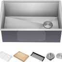 KRAUS Kore 28-Inch Undermount Workstation 16 Gauge Single Bowl Stainless Steel Kitchen Sink with Accessories, KWU110-28