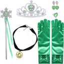Princess Anna Costume Dress up Accessories for Girls Anna Cosplay Accessories Christmas Gifts Set Gloves Tiara Crown Necklace Wand Earrings Ring Princess Accessories, 3-10 Years Old
