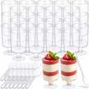 200 Pack 3.5 oz Mini Dessert Cups with Spoons Clear Plastic Parfait Appetizer Cups Reusable Small Appetizer Shooter Cups Mini Plastic Mousse Cups Pudding Fruit Ice Cream Cups for Wedding Party