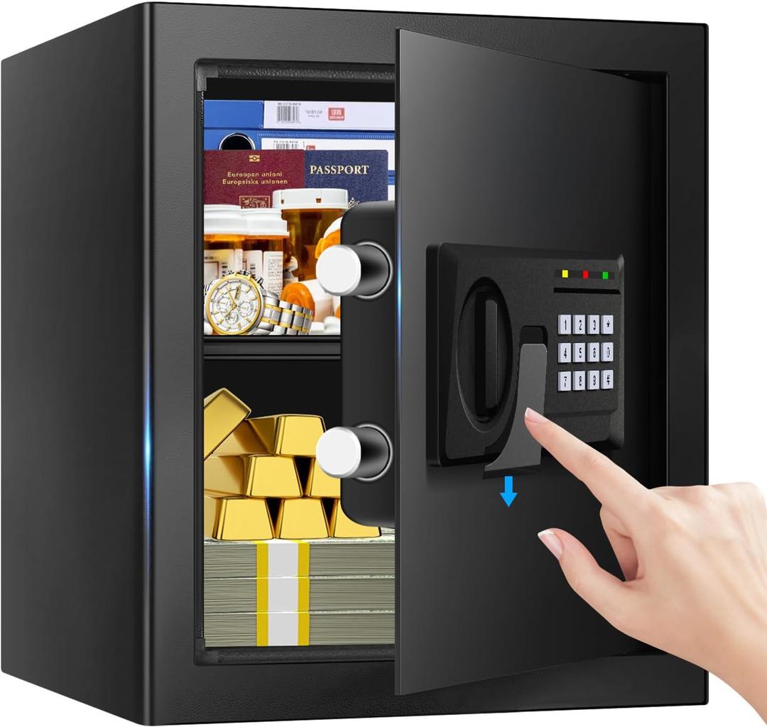 2.3 Cuft Fire proof Safes for HOME USE, Digital Security Safe Box with Programmable Keypad and Spare Keys, Safety Box for Home Office Business, Document Safe for Money Medicine Valuables